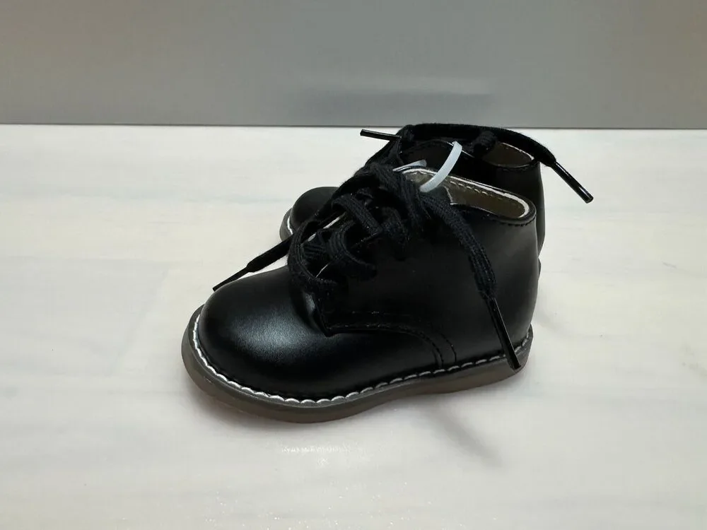 Footmates Black Leather Baby Toddler Shoes Size 2.5 Model 7792 